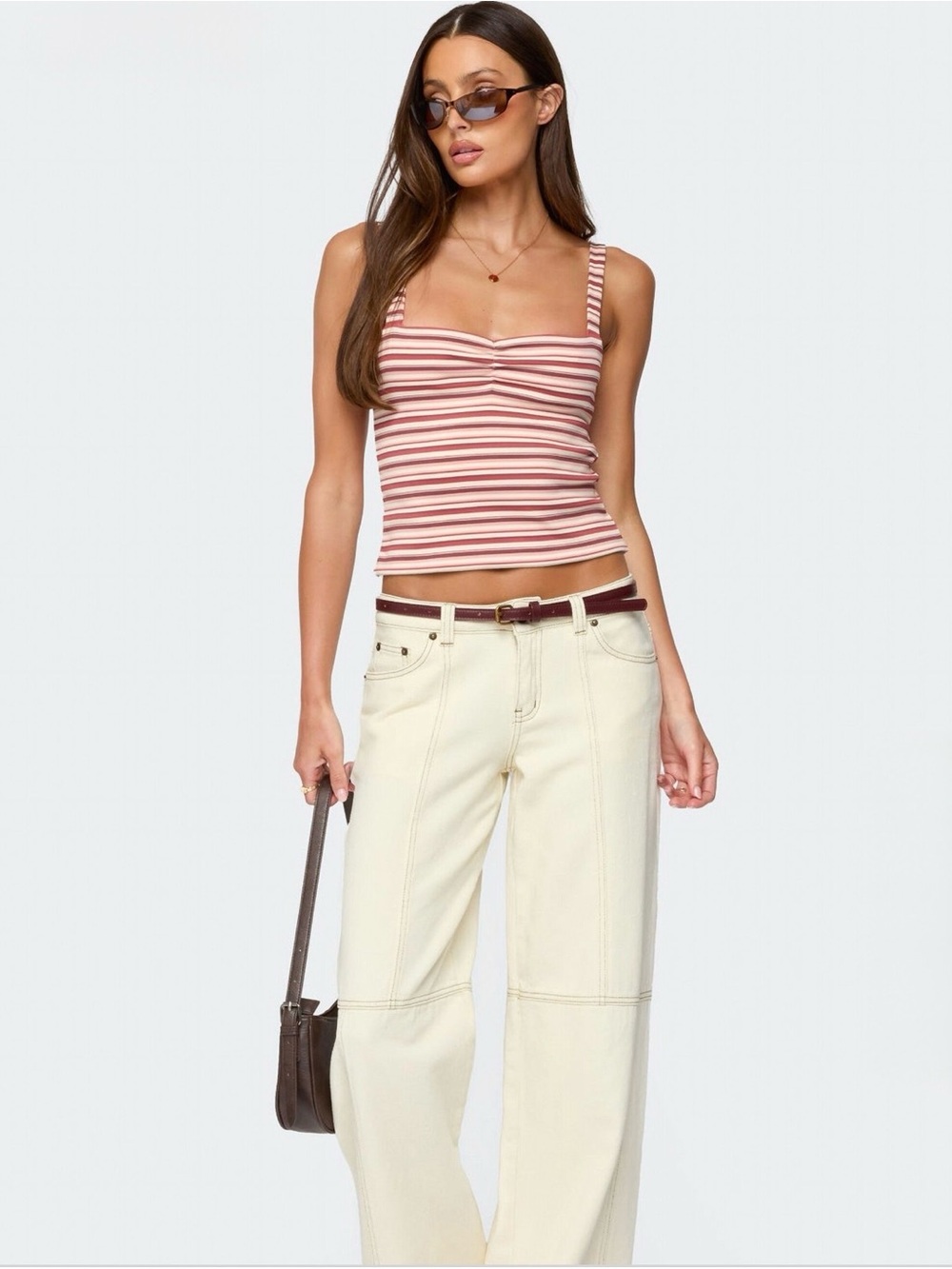 Edikted Adelia Striped Ruched Tank Top